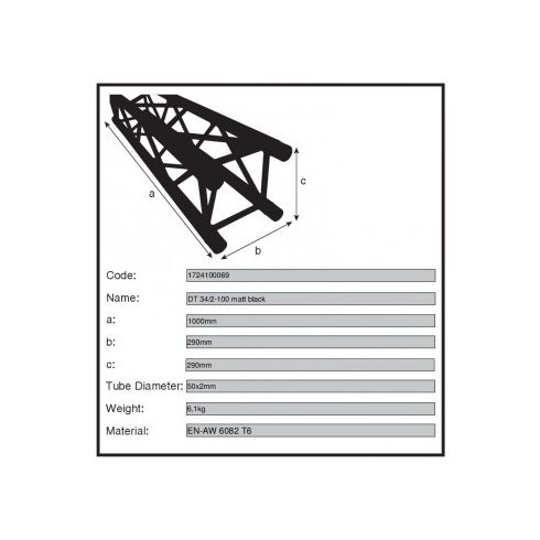 Duratruss DT 34/2-100 matt black traverz elem 1 m