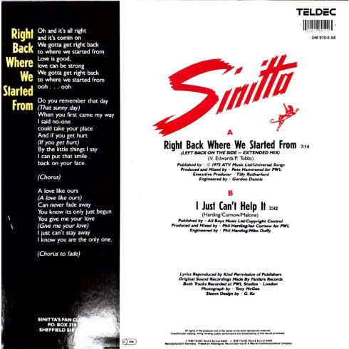 Sinitta - I just can't help it